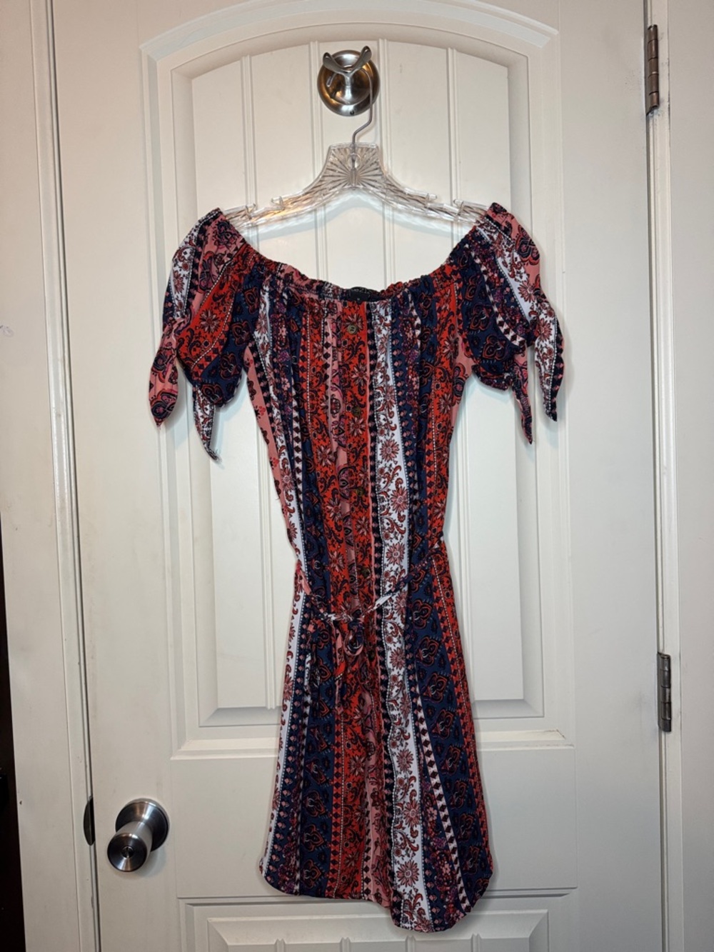 Rue21 Striped Paisley Dress in Red and Navy Size M